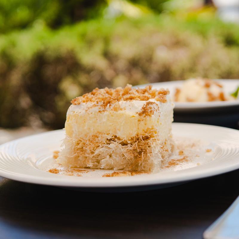 Layered dessert with creamy filling